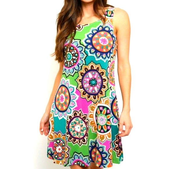 🌞HEIMISH USA 😻Tank Style Mandela Swing Dress beautiful 💛 - Picture 2 of 4